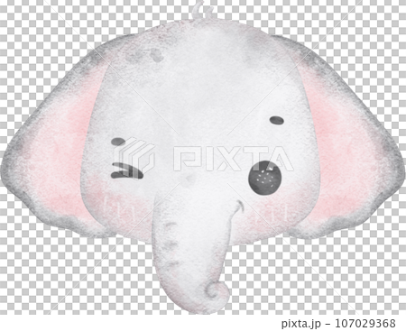 Cute baby elephant, kawaii nursery animal watercolor  107029368