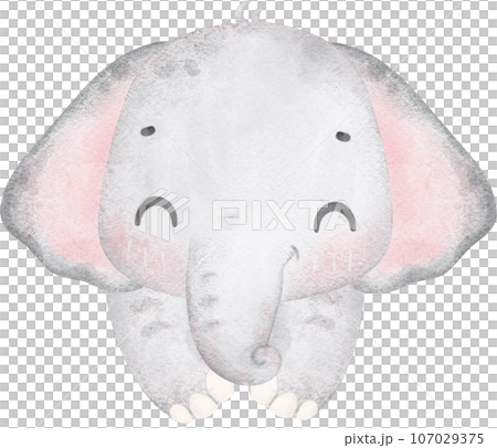 Cute baby elephant, kawaii nursery animal watercolor  107029375