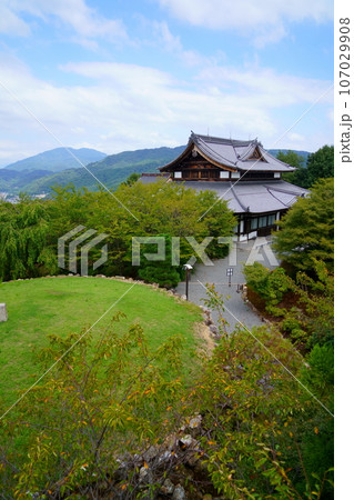 京都・将軍塚青龍殿西展望台から・将軍塚と青龍殿 107029908