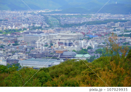 京都・将軍塚青龍殿展望台から鴨川デルタ・京都大学方面を望む 107029935