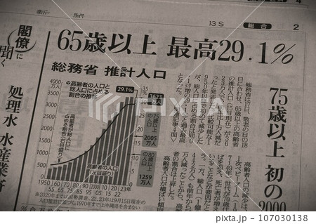 高齢化社会問題の新聞見出し 107030138