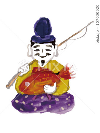 七福神の恵比寿天の手描き和風イラスト 七福神の恵比寿天の手描き和風イラスト 107030920