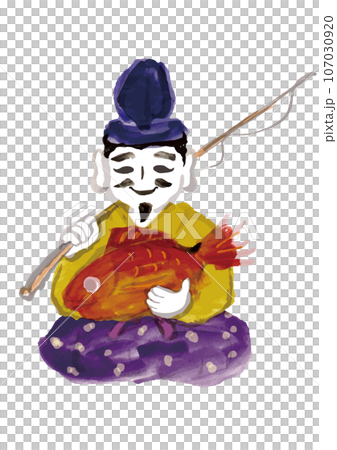 七福神の恵比寿天の手描き和風イラスト 七福神の恵比寿天の手描き和風イラスト 107030920