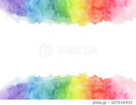 Watercolor rainbow background with space for text. 107030932