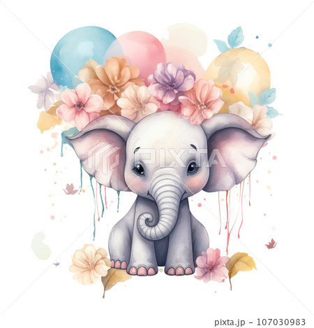 Celebrating with Ellie: Cute Elephant Clipart Magic 107030983