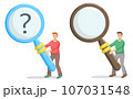 Man with magnifying glass on white background 107031548