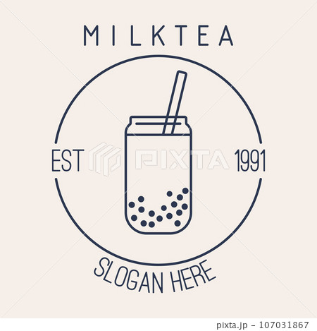 MILK TEA cup icon on beige background vector 107031867