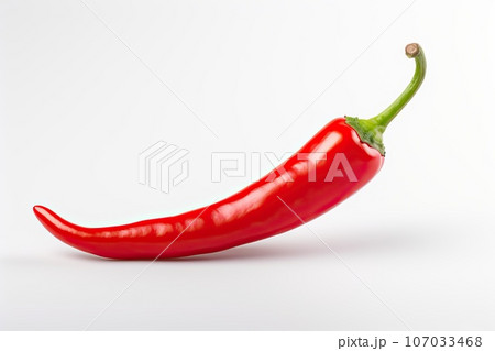 Chili pepper isolated on a white background. One chili hot pepper Chili pepper isolated on a white background. One chili hot pepper 107033468