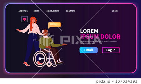disabled man patient in wheelchair walking with nurse people with disabilities rehabilitation concept copy space 107034393