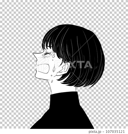 涙を流して泣く女の子 107035121