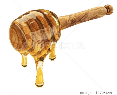 Honey dipper isolated on white background, full depth of field 107036491