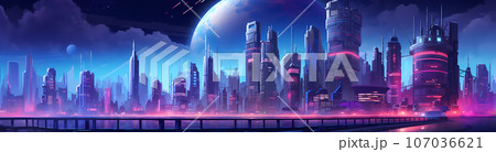 Cyberpunk Retro Futuristic City with Neon Lights Blog Header Cyberpunk Retro Futuristic City with Neon Lights Blog Header 107036621