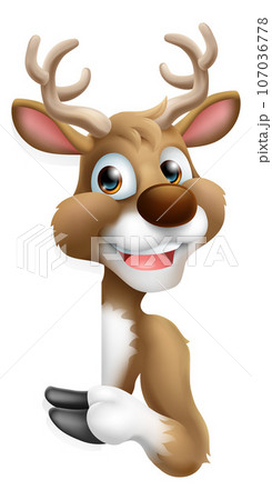 Cartoon Santa Claus Father Christmas Reindeer Sign Cartoon Santa Claus Father Christmas Reindeer Sign 107036778
