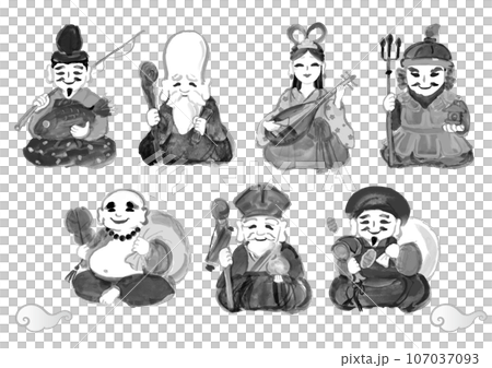 手繪日式插畫七福神 107037093