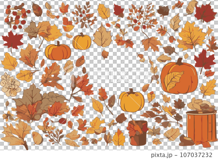 Autumn illustration parts set Autumn illustration parts set 107037232