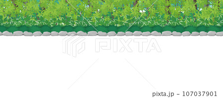 日本の植物の森の風景イラスト_シームレス 107037901