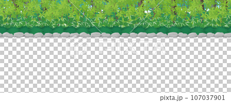 Japanese plant forest landscape illustration_seamless 107037901