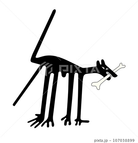 The dog with bone - paraphrase of the famous geoglyph The Dog from Nazca The dog with bone - paraphrase of the famous geoglyph The Dog from Nazca 107038899