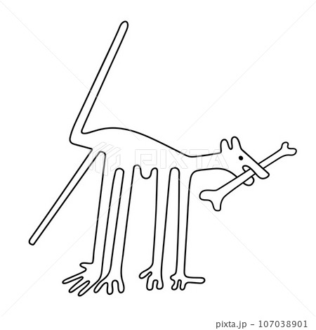 The dog with bone - paraphrase of the famous geoglyph The Dog from Nazca 107038901