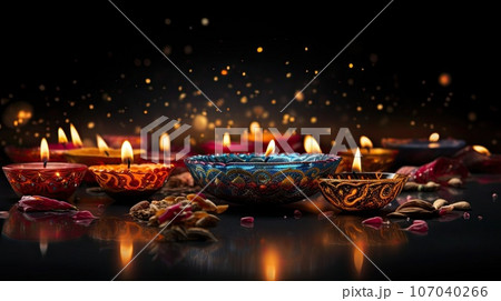 Diwali holiday festive background with lanterns on Diwali holiday festive background with lanterns on 107040266