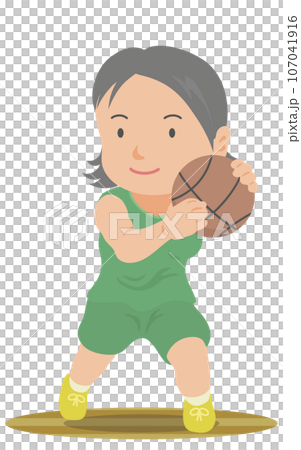 ボールを持つバスケットボール選手　女子 107041916