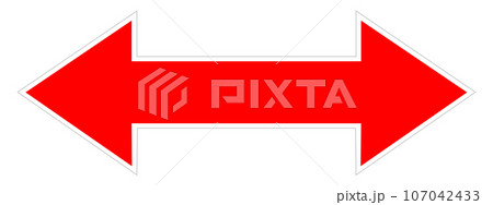 縁が白い、左右両方向の赤色矢印 107042433