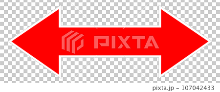 縁が白い、左右両方向の赤色矢印 107042433