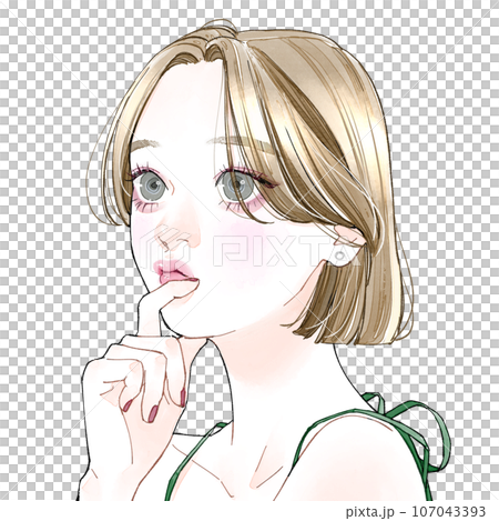 何か考えている女性 何か考えている女性 107043393