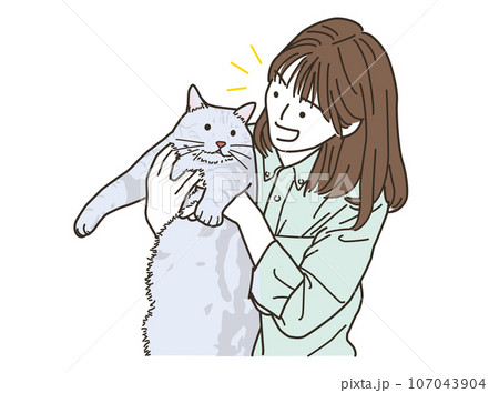 猫を抱っこする若い女性 猫を抱っこする若い女性 107043904