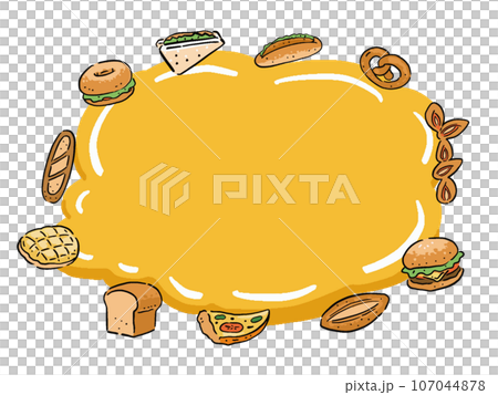 Hand-drawn style frame of various breads Hand-drawn style frame of various breads 107044878