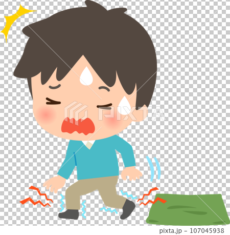 足がしびれて動けない男性 107045938