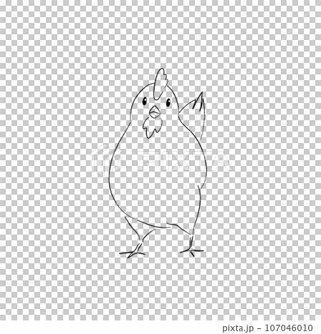 可愛的雞插圖單色線畫 107046010
