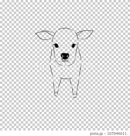 可愛的乳牛插圖單色線畫 107046011