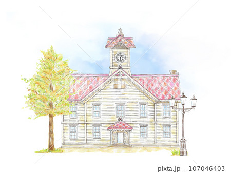 紅葉で色づく札幌時計台 紅葉で色づく札幌時計台 107046403