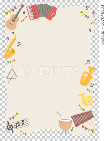 楽器のイラストを使った背景素材　フレーム 107046503