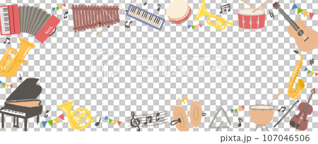 Background material frame using illustrations of musical instruments 107046506
