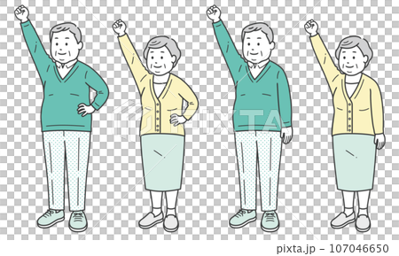 老年超重男女做膽量對角姿勢 老年超重男女做膽量對角姿勢 107046650