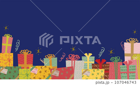 カラフルなギフトボックスのフレーム カラフルなギフトボックスのフレーム 107046743