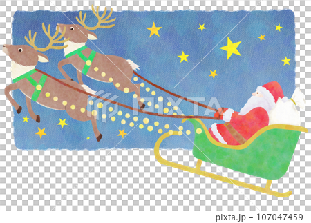 聖誕夜和聖誕老人雪橇明信片模板複製空間 107047459
