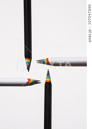 Sharp pencils minimalist flat lay. Sharp pencils minimalist flat lay. 107047890