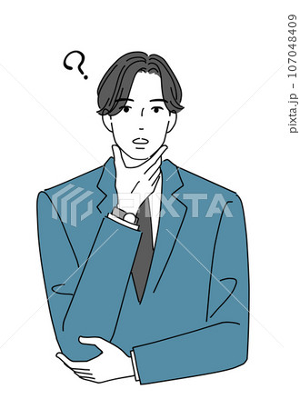 疑問を持つ男性会社員 疑問を持つ男性会社員 107048409
