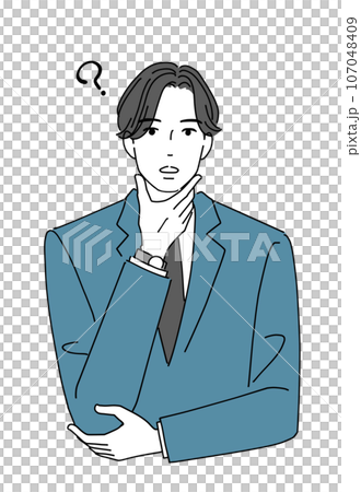 疑問を持つ男性会社員 疑問を持つ男性会社員 107048409