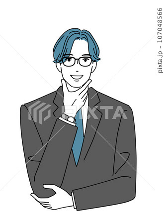 メガネの男性会社員　笑顔 107048566