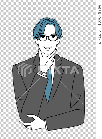 メガネの男性会社員　笑顔 107048566