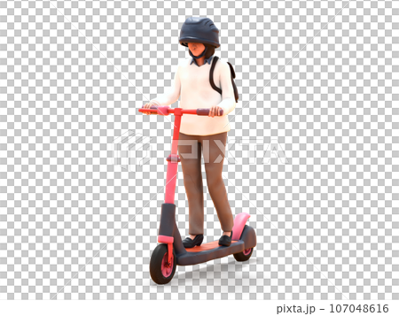 電動スクーターに乗る女性 電動スクーターに乗る女性 107048616