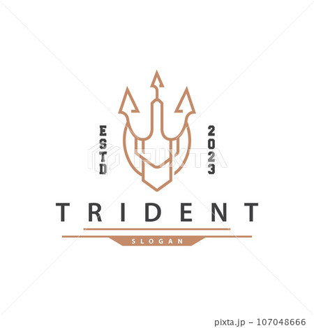 Neptune Poseidon Trident Logo, Spear Simple Vintage Template Design 107048666