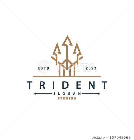 Neptune Poseidon Trident Logo, Spear Simple Vintage Template Design Neptune Poseidon Trident Logo, Spear Simple Vintage Template Design 107048668
