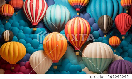 hot air balloons flying in the sky 107049045