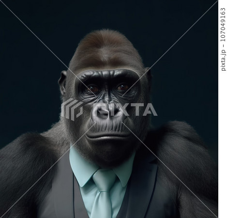 Image of portrait of a gorilla businessmanのイラスト素材