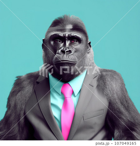 Image of portrait of a gorilla businessman...のイラスト素材